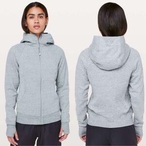 Lululemon Scuba Hoodie Light Cotton Fleece Heathered Silver Lake Slub Size 4